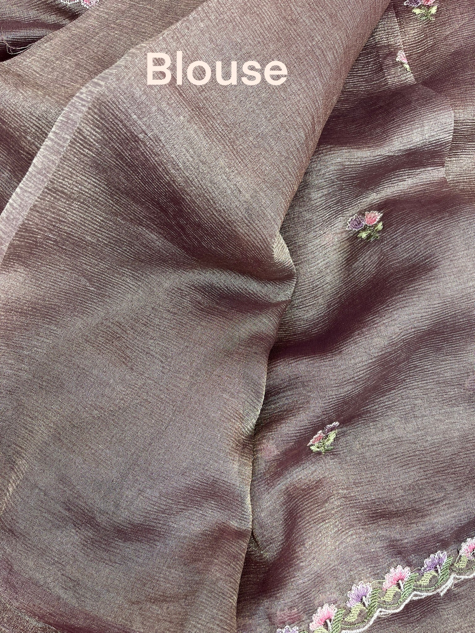 Gold Floral Crushed Tissue Organza Saree